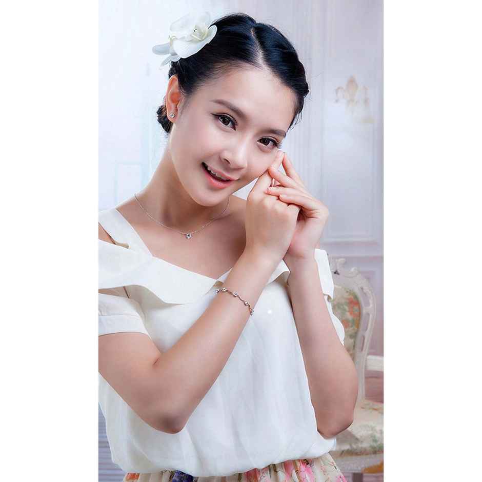 Shining Diva Fashion Aaa Crystals Silver Plated Chain Bracelet for Women and Girls | 8354b