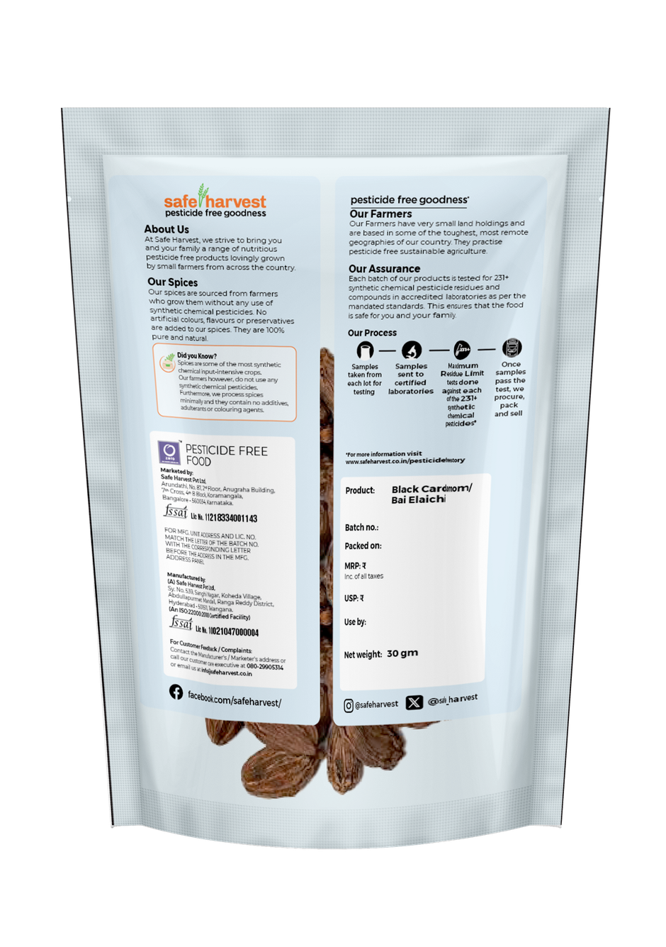 Safe Harvest Pesticide-Free Black Cardamom (Badi Elachi)