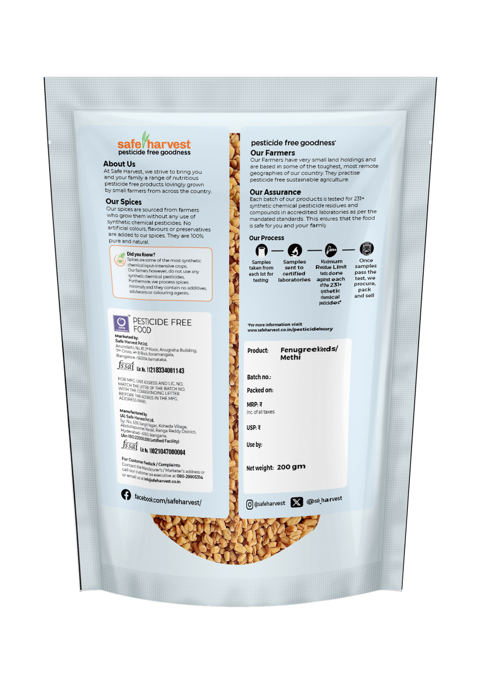 Safe Harvest Pesticide - Free Fenugreek Seeds (Methi)