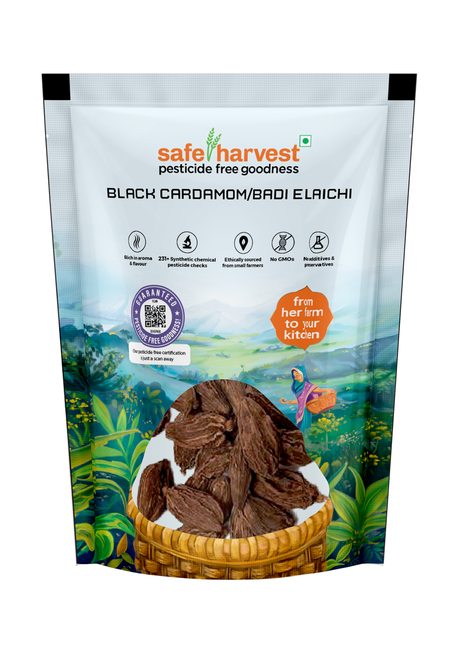 Safe Harvest Pesticide-Free Black Cardamom (Badi Elachi)