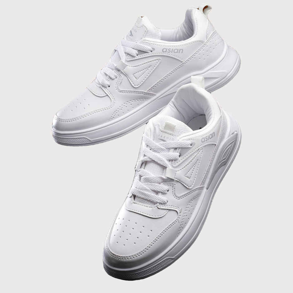 Asian Men s Moscow-01 Full White Sneakers | UK-9