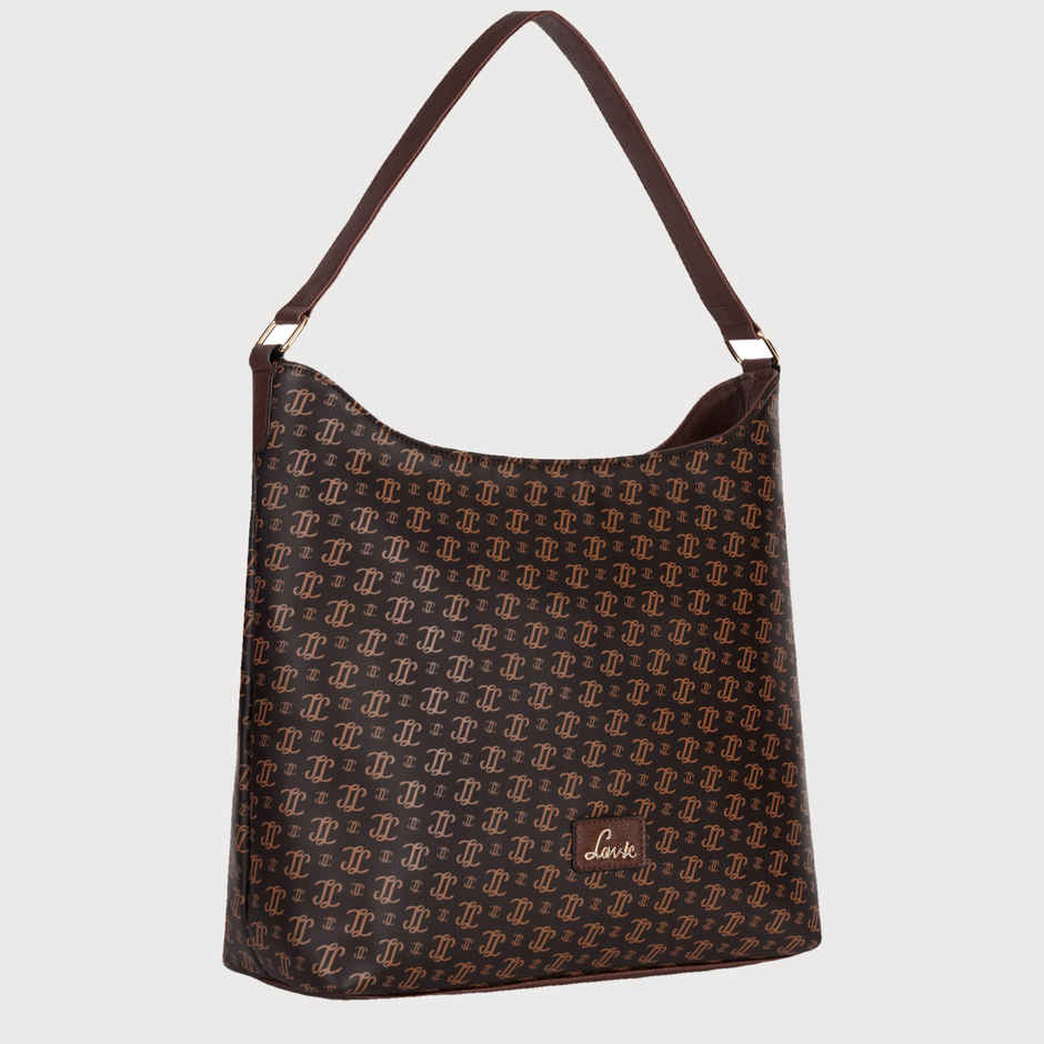 Lavie Women's Portia Monogram LL Print Hobo Handbag for | Shoulder Bag | Choco