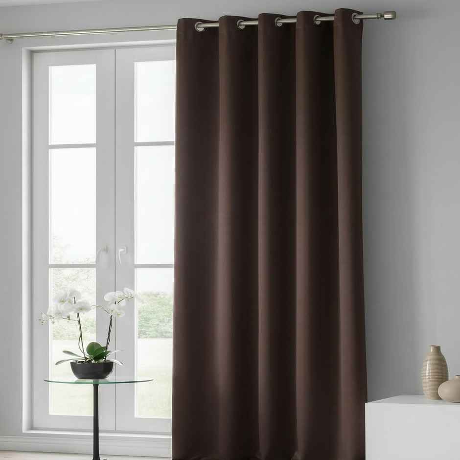 Home Sizzler Insulated Sheild Blackout Grommet Polyester Curtain 7 Feet Brown