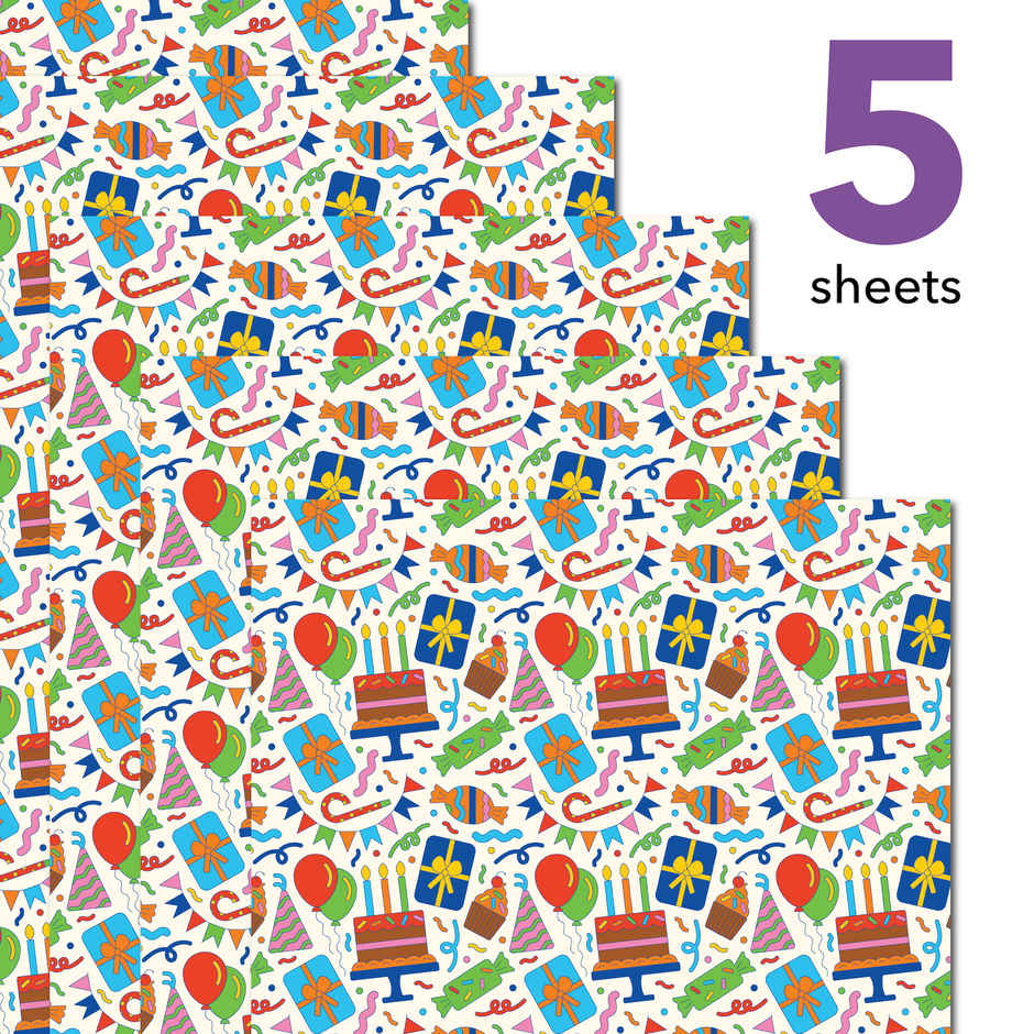 Tiger Notes Gift Wrap Birthday Party White