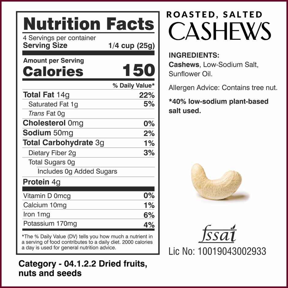 Ella Foods Salted Cashews | Roasted