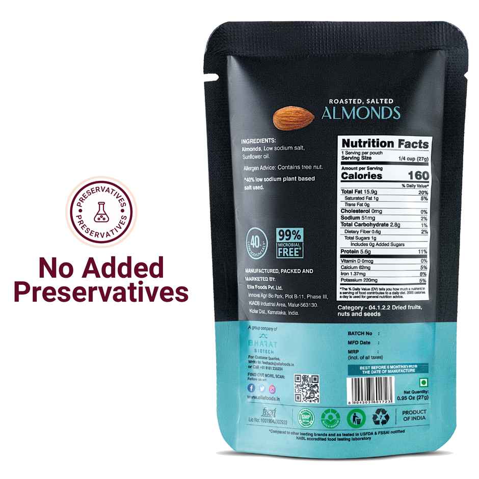 Ella Foods Roasted Almonds | Salted