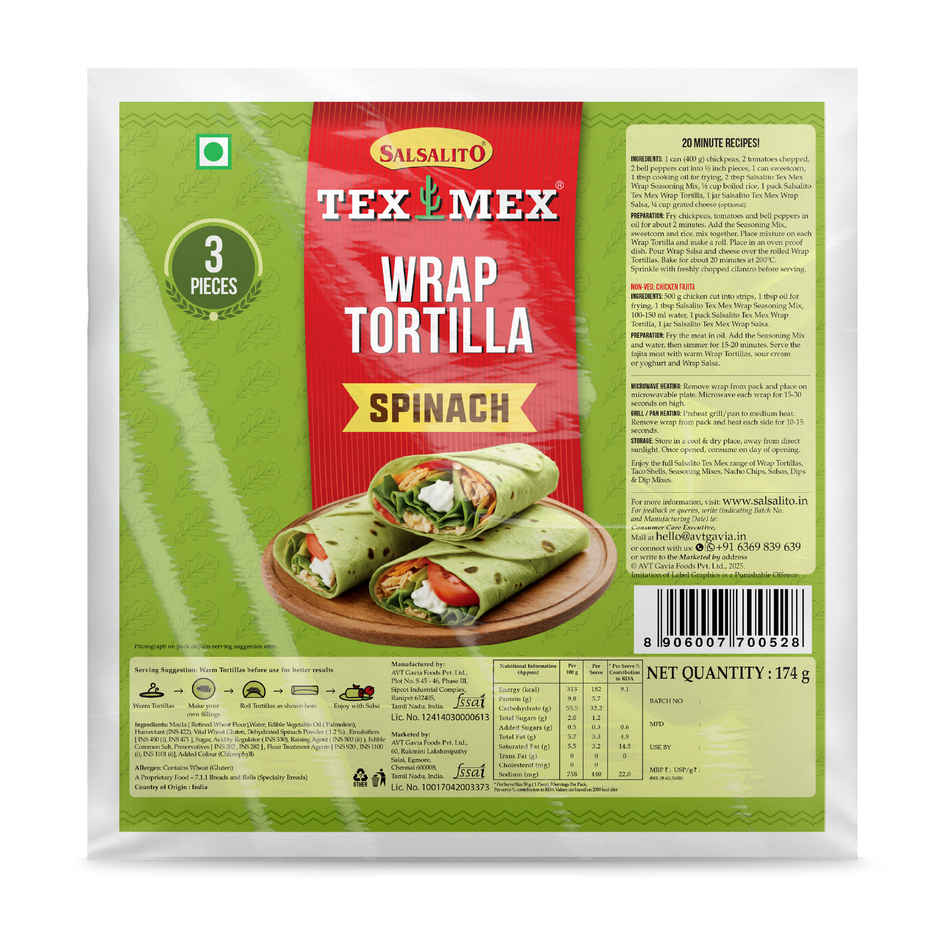 Tex Mex Salsalito Sprinach Tortilla Wrap