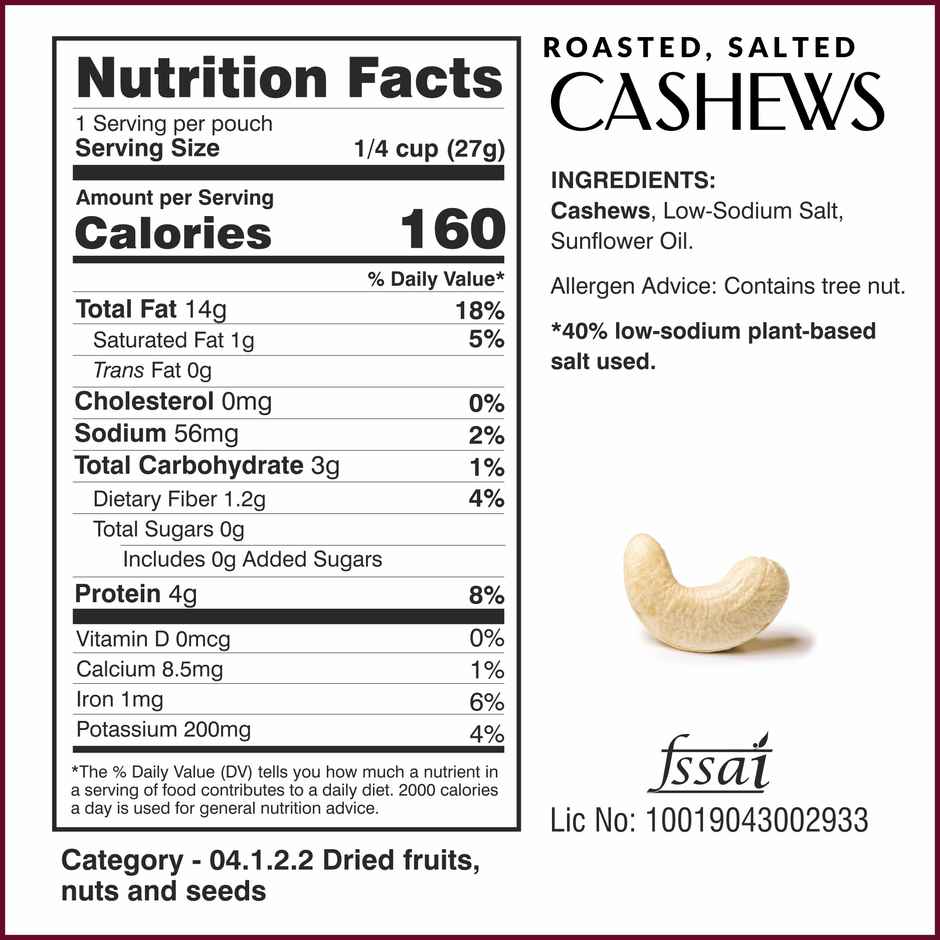 Ella Foods Salted Cashews | Roasted