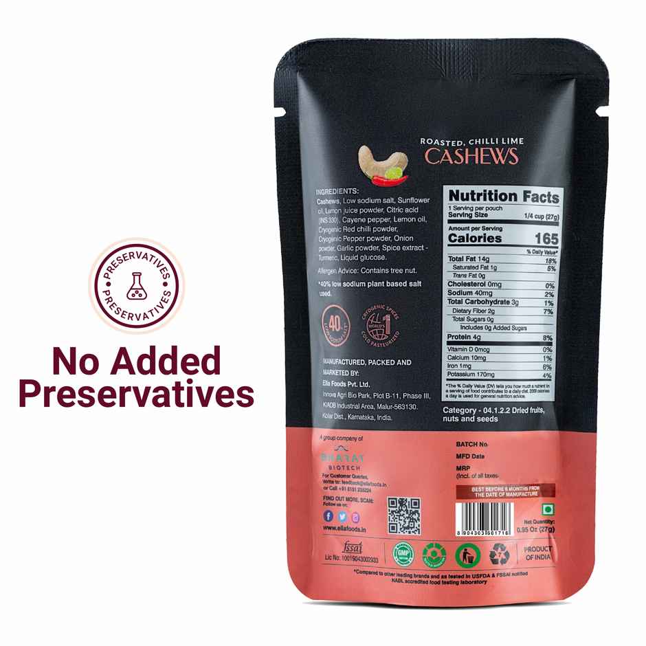 Ella Foods Chilli Lime Salted Cashews
