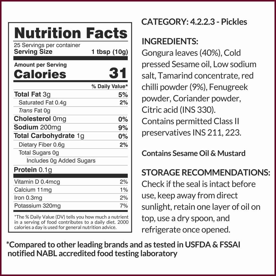 Ella Foods Gongura Pickle Low Sodium