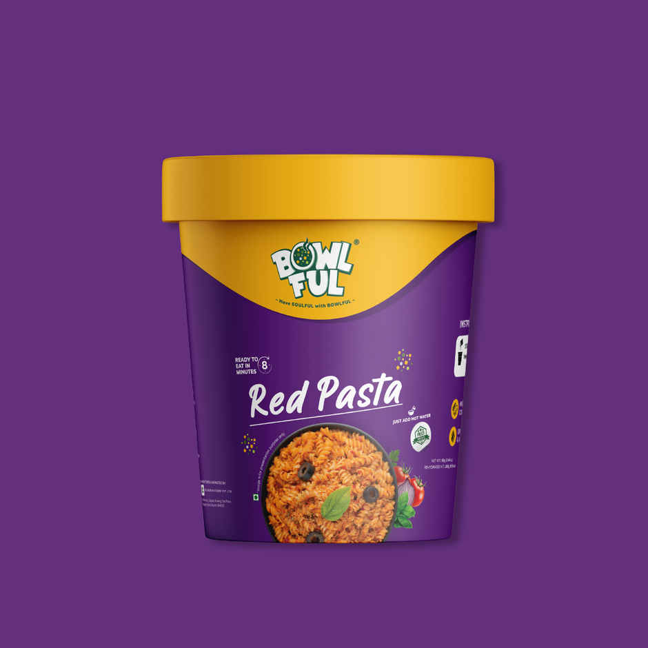 Bowlful Red Pasta Cup Ready To Eat | Freeze Dried | Just Add Hot Water | No Preservatives