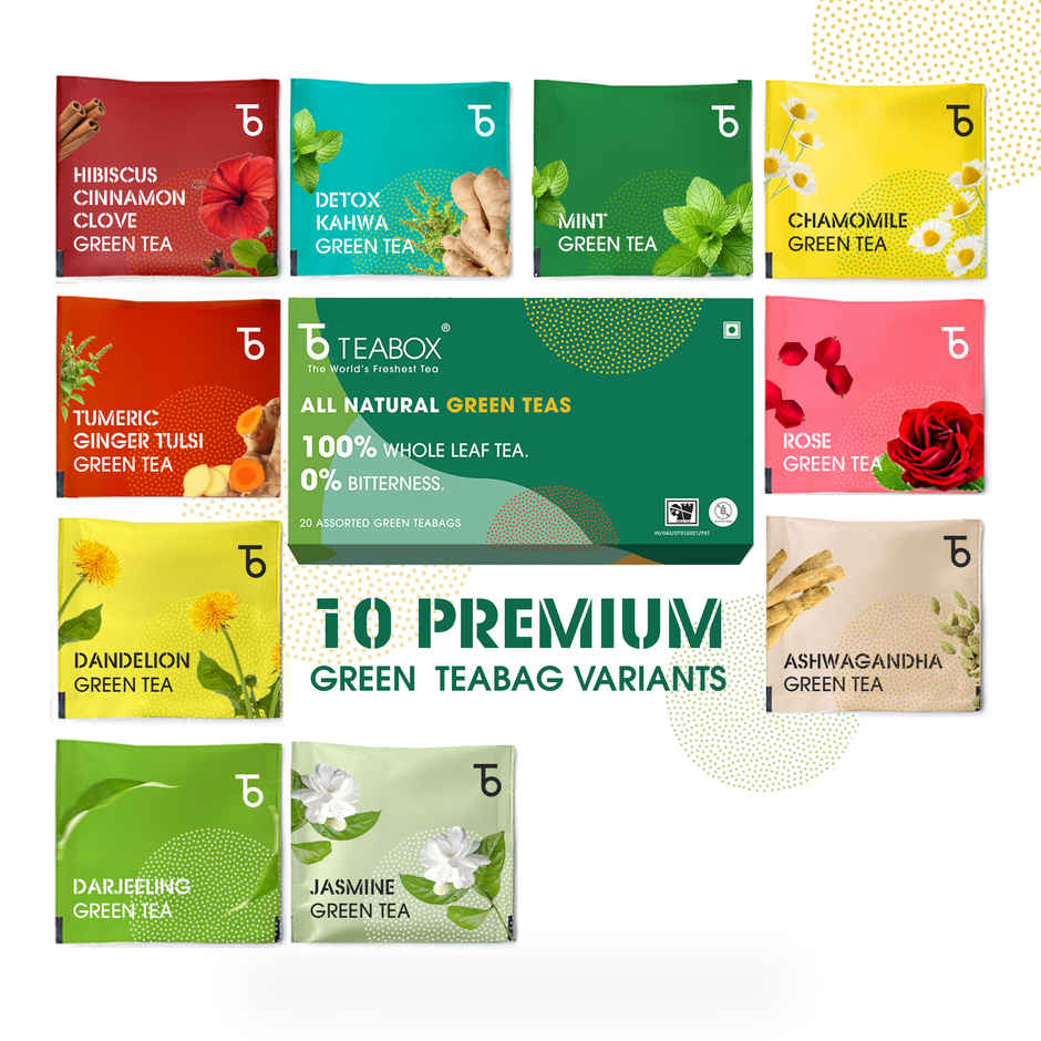 Teabox Wellness Green Tea Bags - Sleep, Immunity, Detox & Skin Health