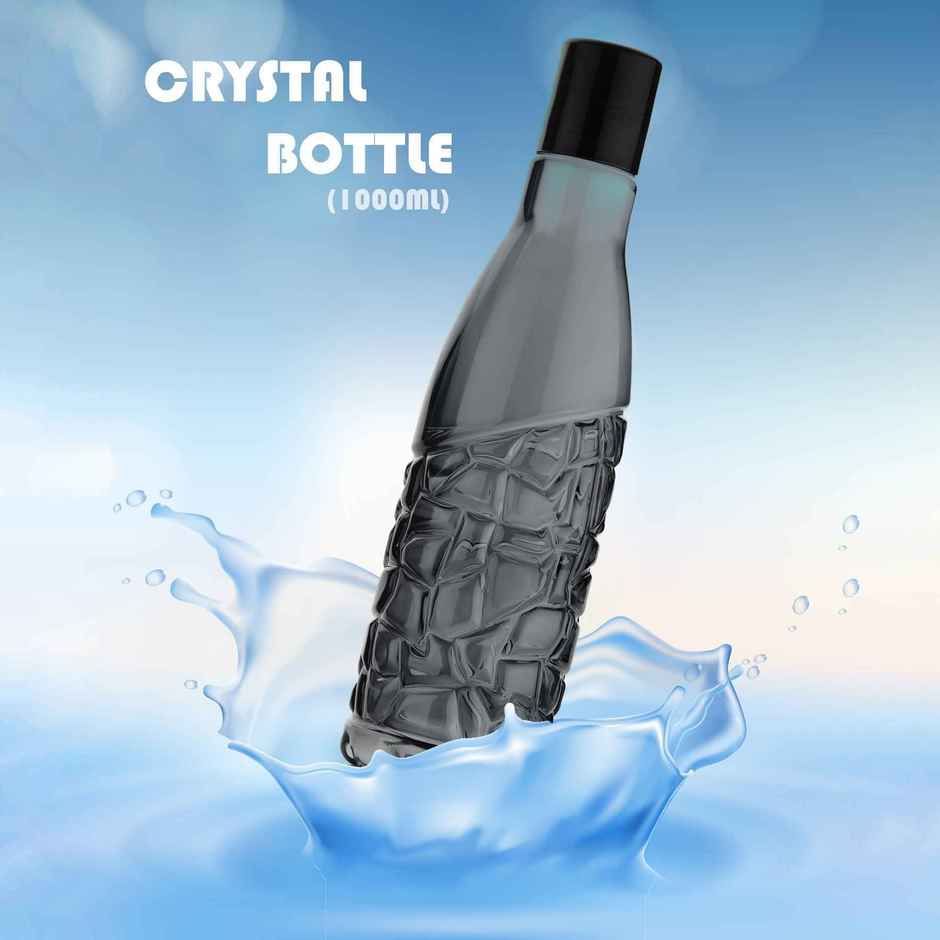 2Mech Plastic Stylish Crystal Design Water Bottle | Angel Pink, Aqua, and Black | 1 L