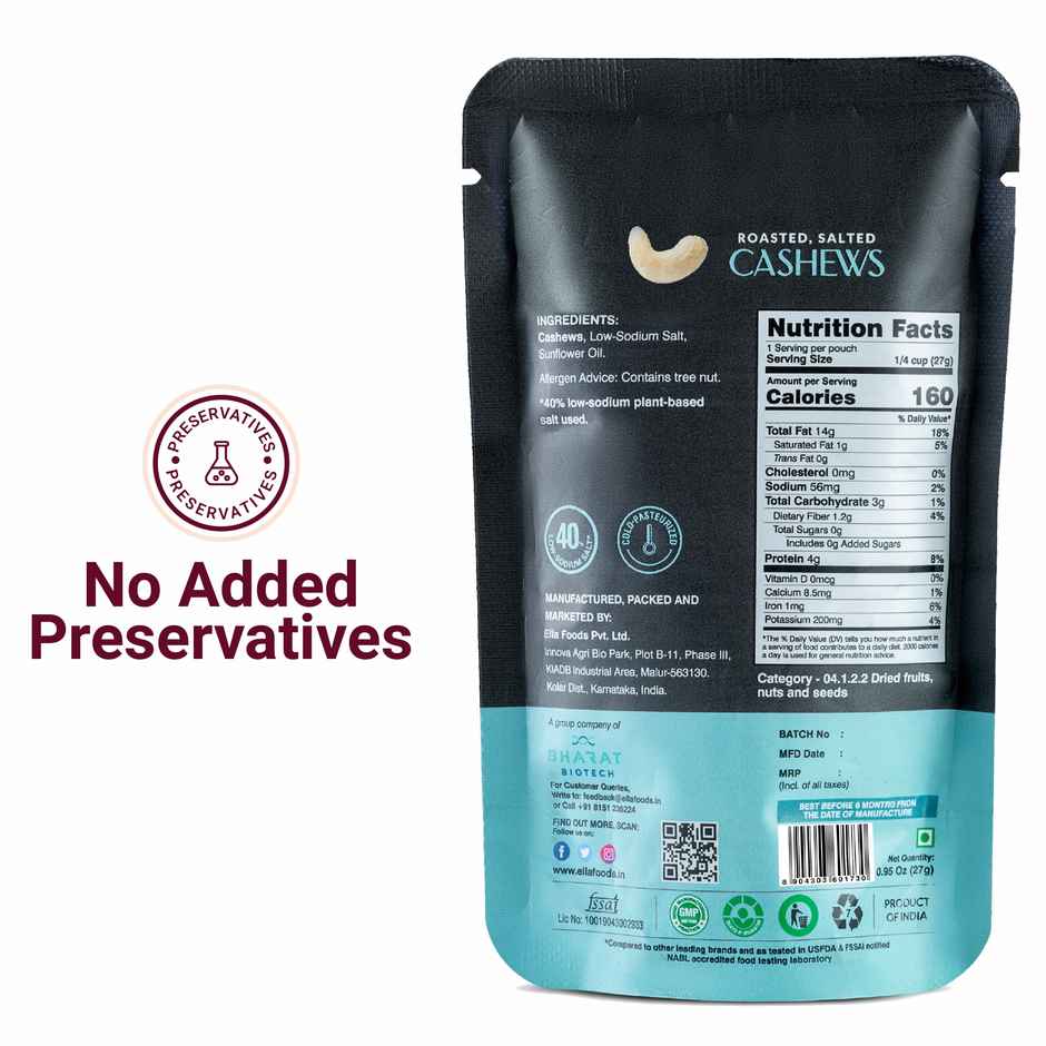 Ella Foods Salted Cashews | Roasted