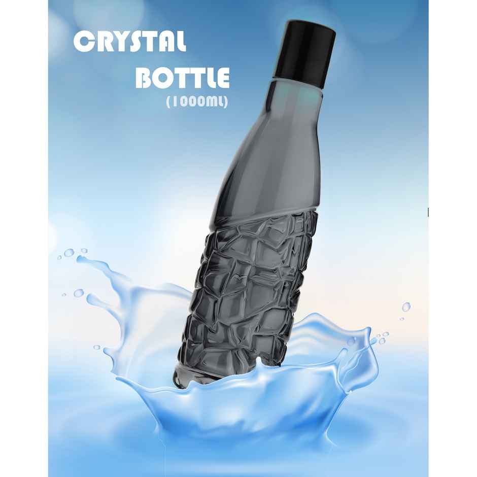 2Mech Plastic Stylish Crystal Design Water Bottle | Aqua, Black, and Pink | 1 L