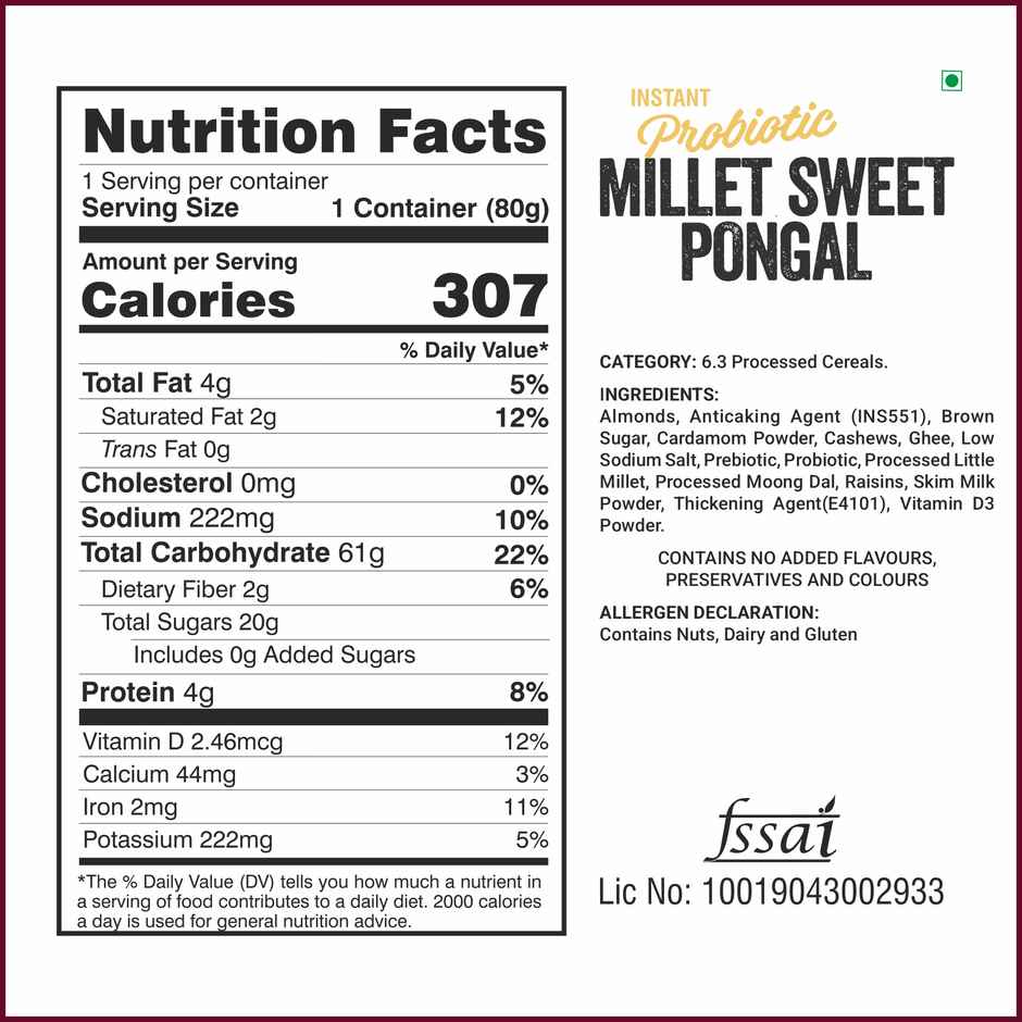 Ella Foods Instant Probiotic Millet Sweet Pongal