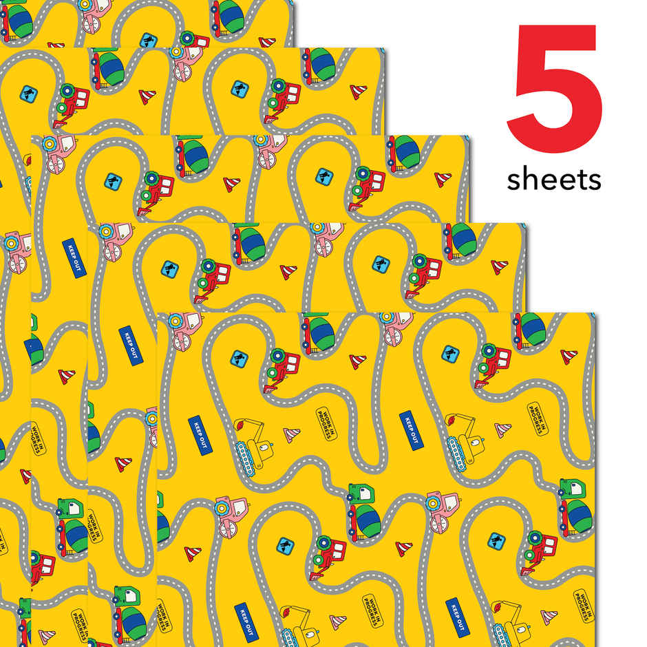 Tiger Notes Gift Wrap Kids Tractor Yellow