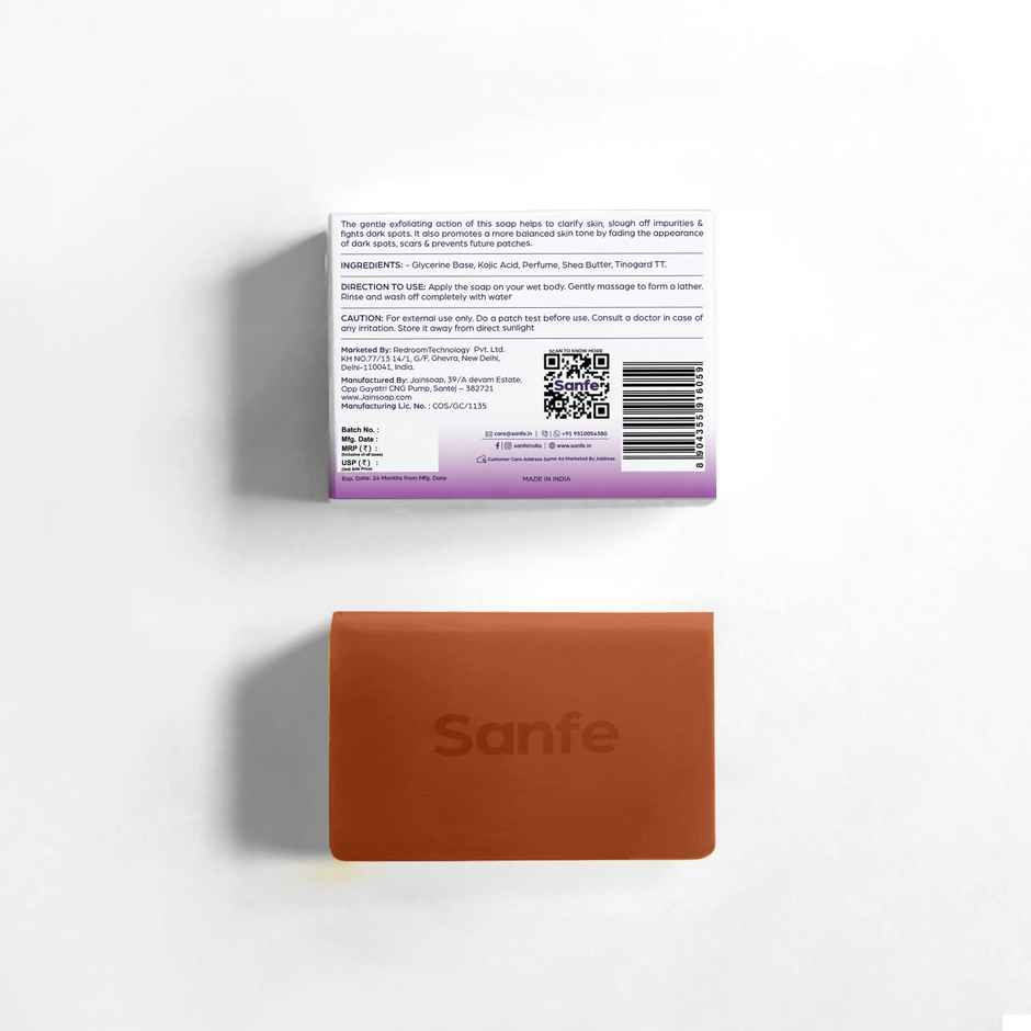 Sanfe Dark Spots Brightening 2% Kojic Acid Body Soap | Skin Whitening, Tan Removal Combo  