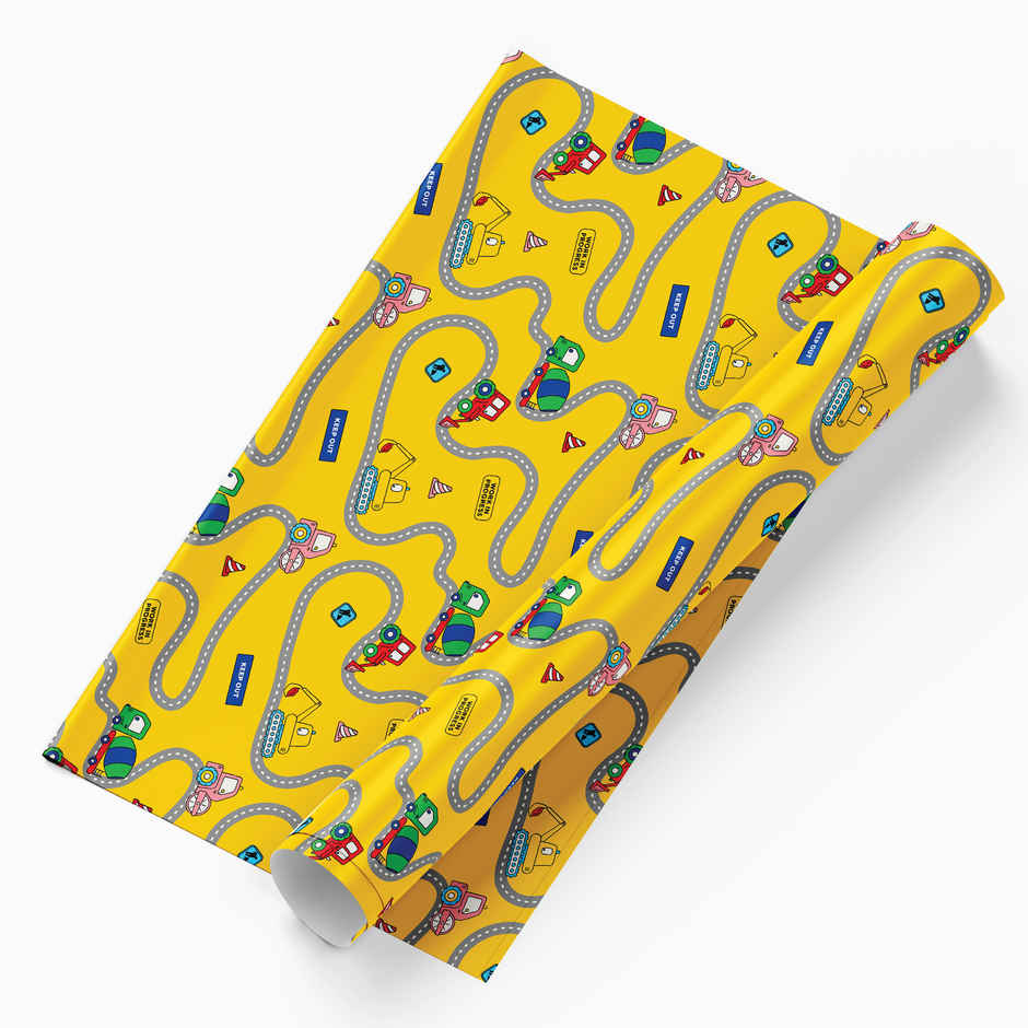 Tiger Notes Gift Wrap Kids Tractor Yellow