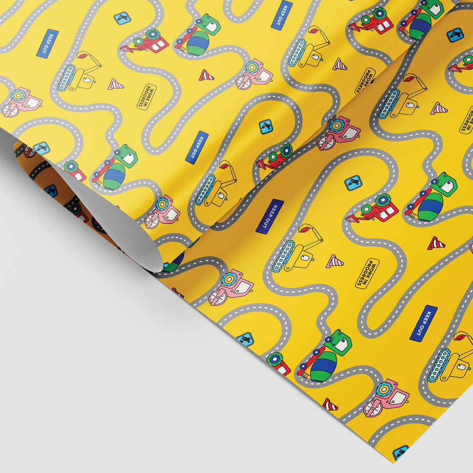 Tiger Notes Gift Wrap Kids Tractor Yellow