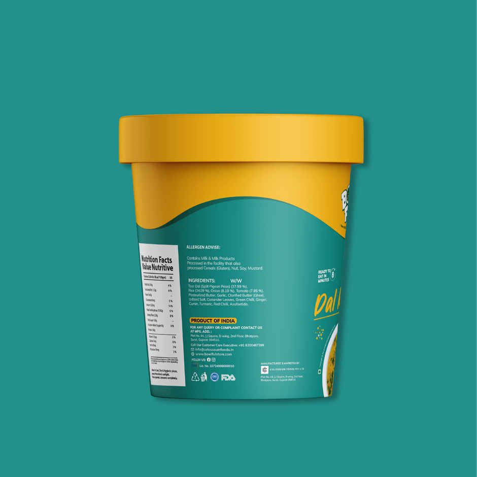 Bowlful Dal Khichdi Cup Ready To Eat | Freeze Dried | Just Add Hot Water | No Preservatives