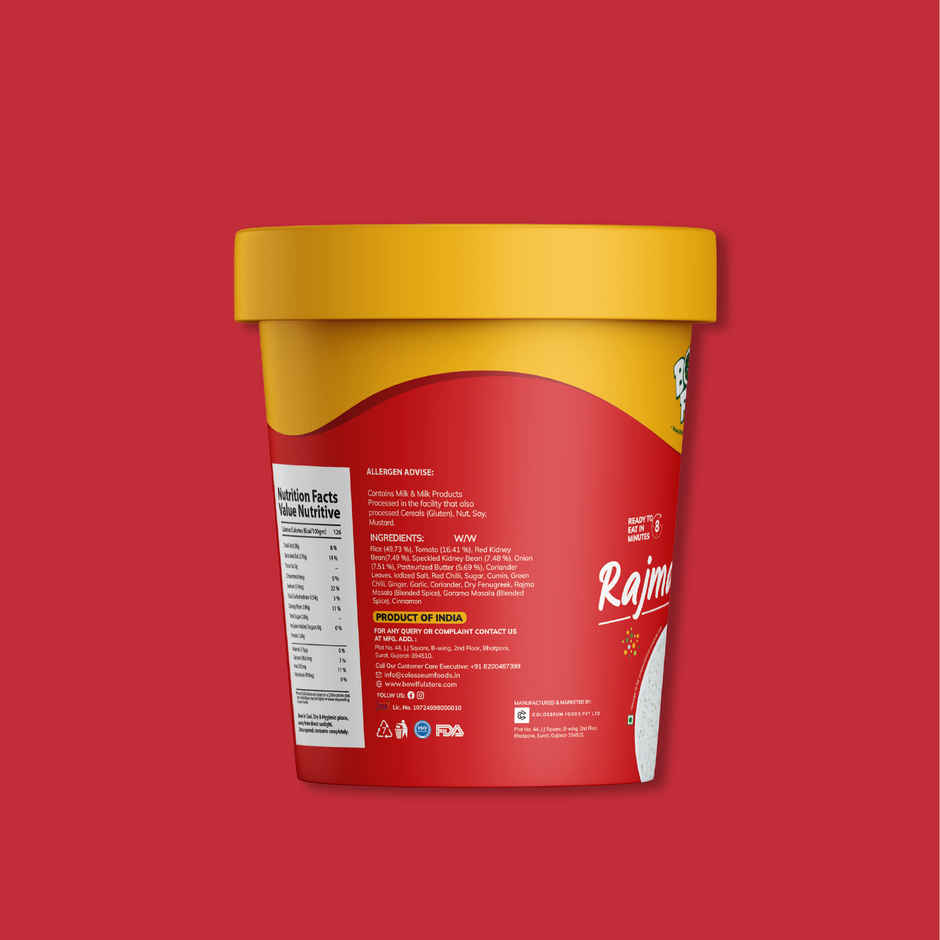 Bowlful Rajma Chawal Cup Ready To Eat | Freeze Dried | Just Add Hot Water | No Preservatives