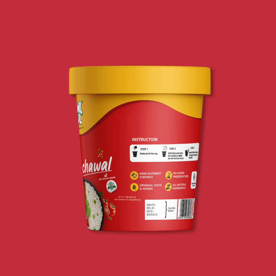 Bowlful Rajma Chawal Cup Ready To Eat | Freeze Dried | Just Add Hot Water | No Preservatives