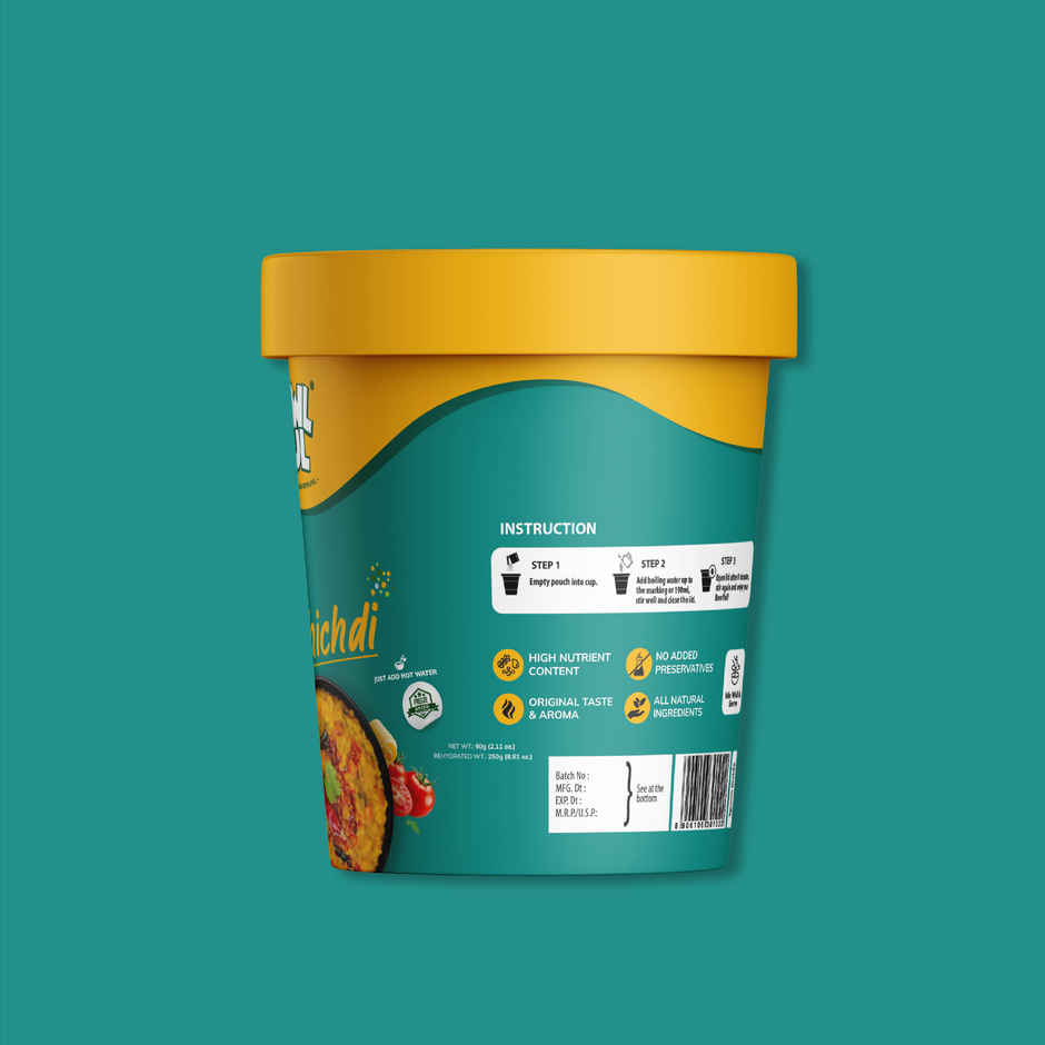 Bowlful Dal Khichdi Cup Ready To Eat | Freeze Dried | Just Add Hot Water | No Preservatives