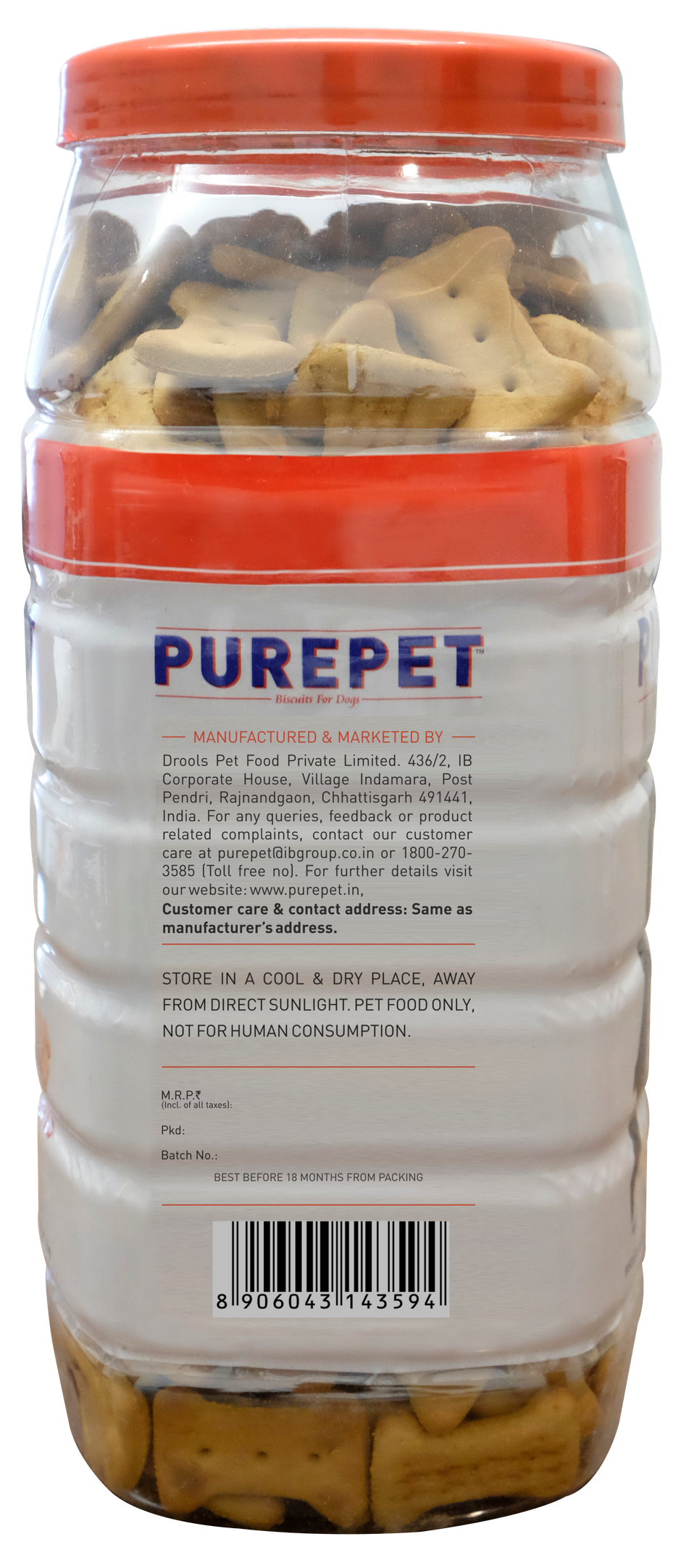 Purepet Chicken Flavour Dog Biscuit Treats Jar
