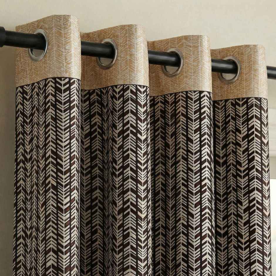 Home Sizzler Regal Damask Grommet Polyester Door Curtain 7 Feet Dark Brown