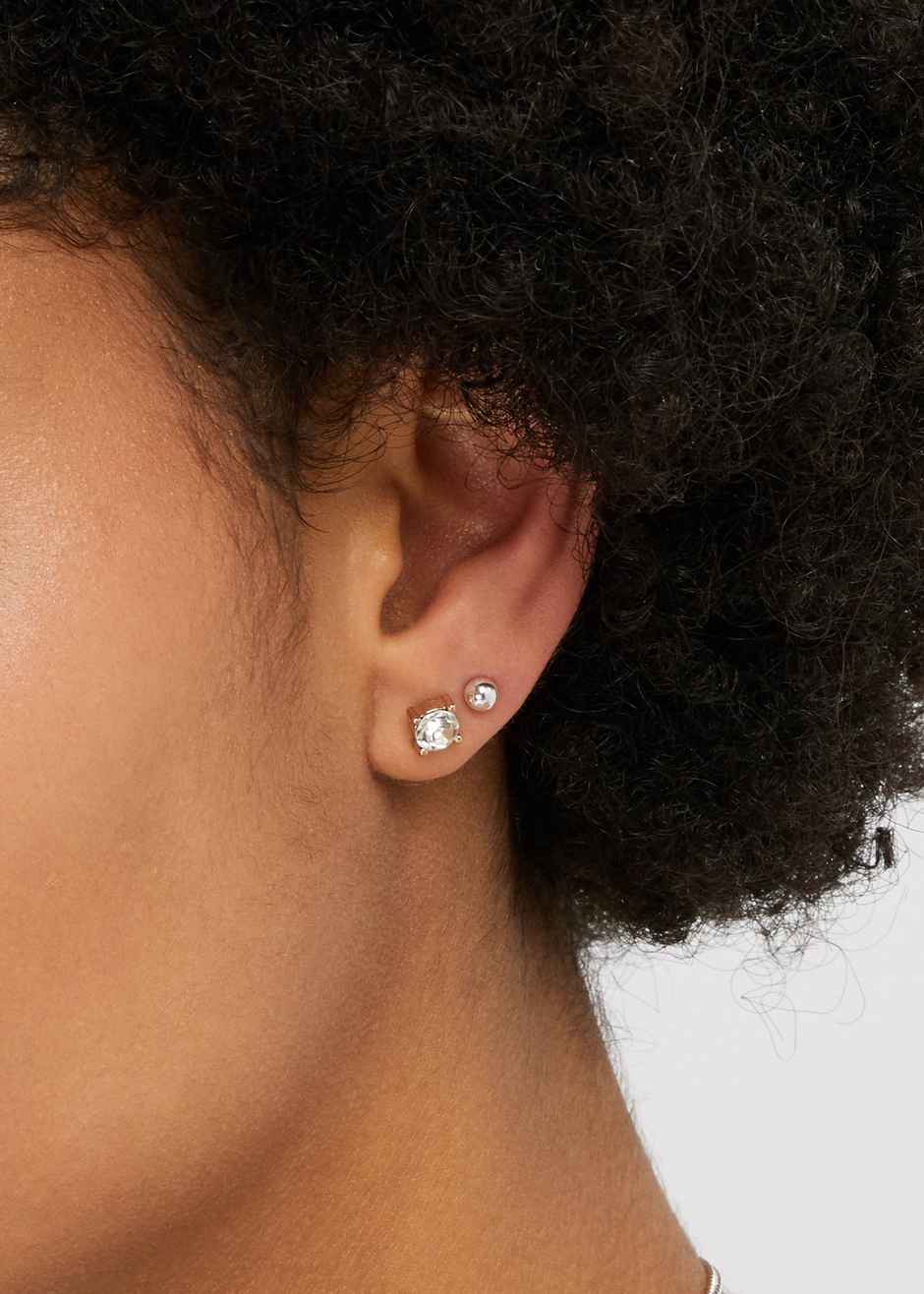 Accessorize London Women's Set Of 15 Sparkle Stone Stud Earrings - Metallics