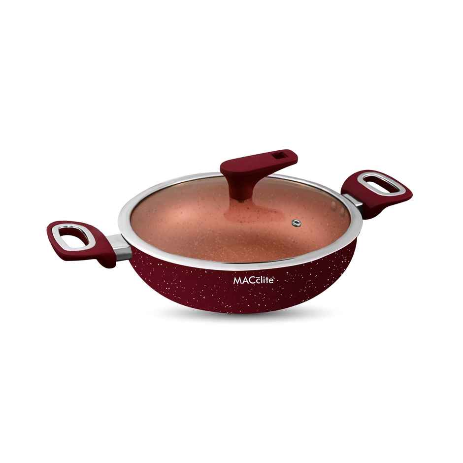 Kyyte Granite Vibromac Non Stick Ib Kadai 24 Cm With Glass Lid
