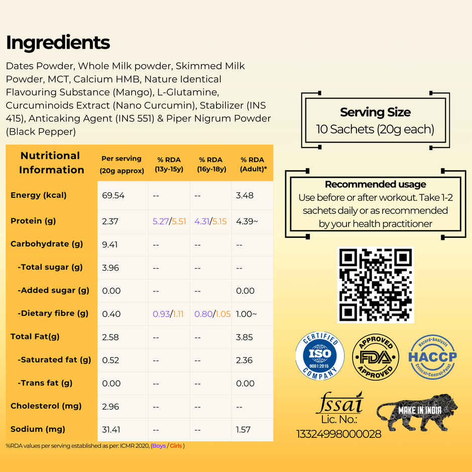 Hidden Hungr Nano Curcumin Recovery Latte- Mango