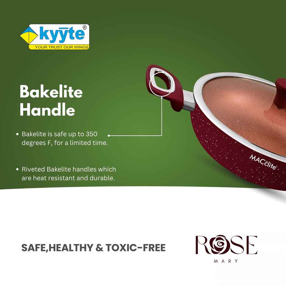 Kyyte Granite Vibromac Non Stick Ib Kadai 24 Cm With Glass Lid