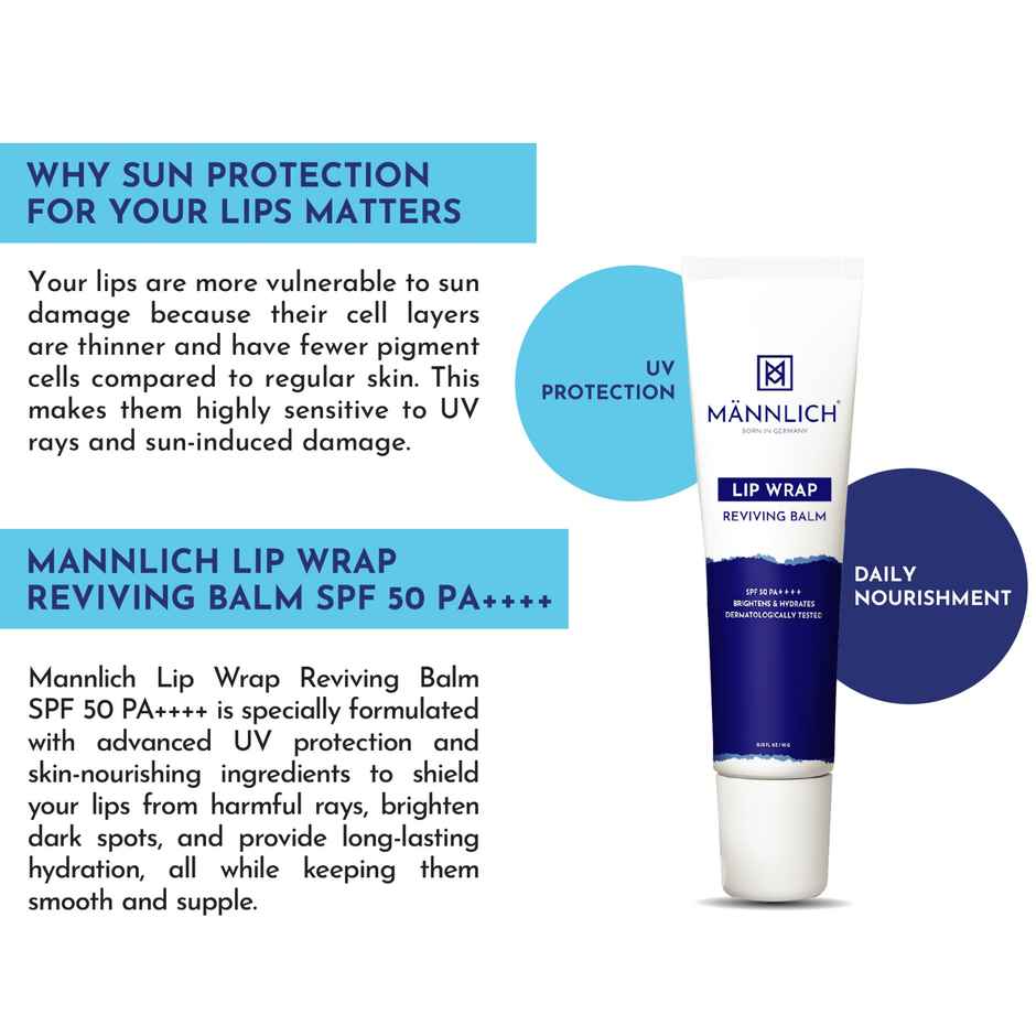 Mannlich Lip Balm SPF 50 PA++++ | Lip Lightening For Dark | Dry And Chapped Lips