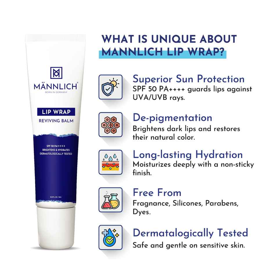 Mannlich Lip Balm SPF 50 PA++++ | Lip Lightening For Dark | Dry And Chapped Lips