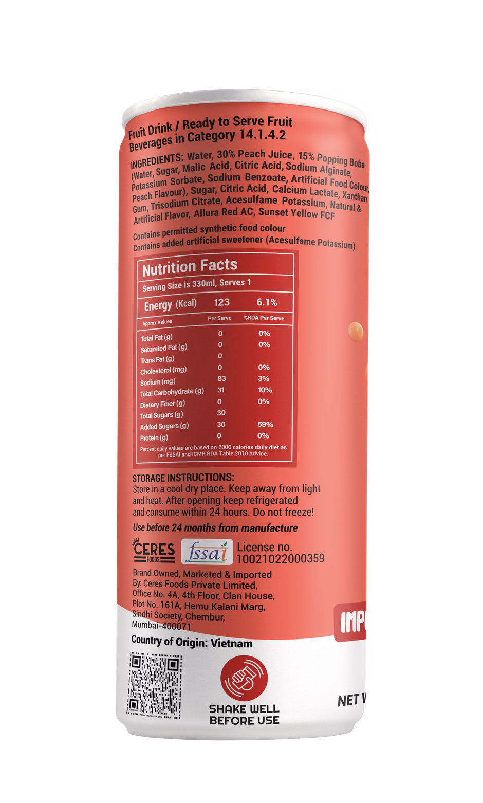 Moi Soi Popping Boba With Peach Fruit Drink