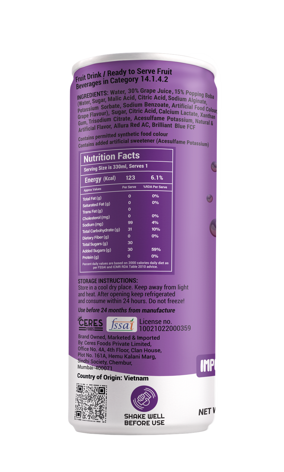 Moi Soi Popping Boba With Grapes Fruit Drink