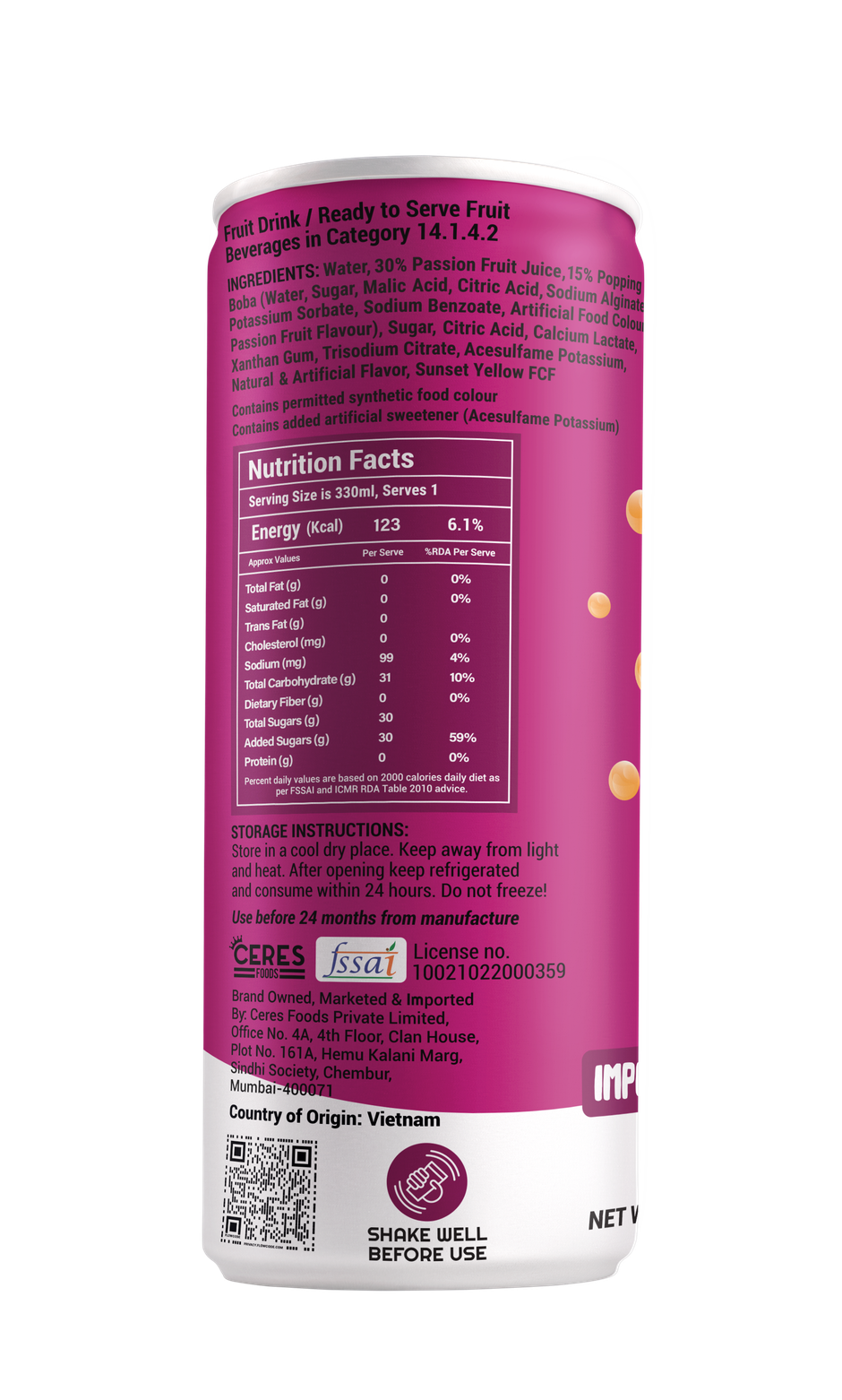 Moi Soi Popping Boba With Passsion Fruit Drink