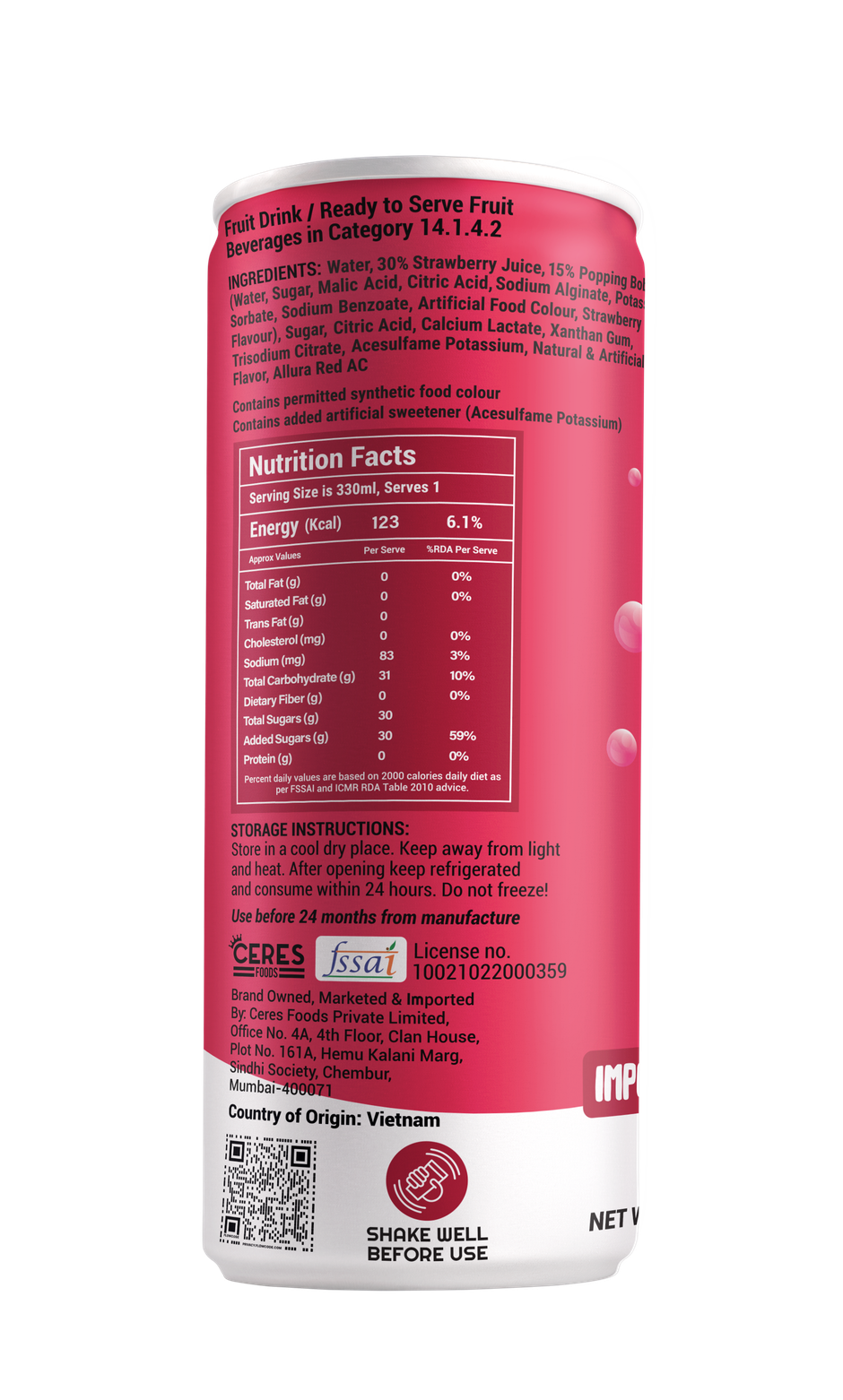 Moi Soi Popping Boba With Strawberry Fruit Drink