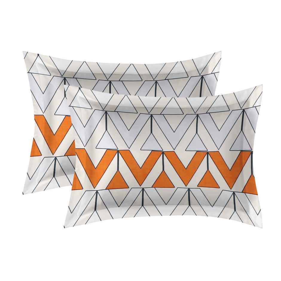 Dream Living Chevron Double Micropeach 125 Gsm Geometric Bedsheet, 2 Pillow Covers, Beige, 87x91 in