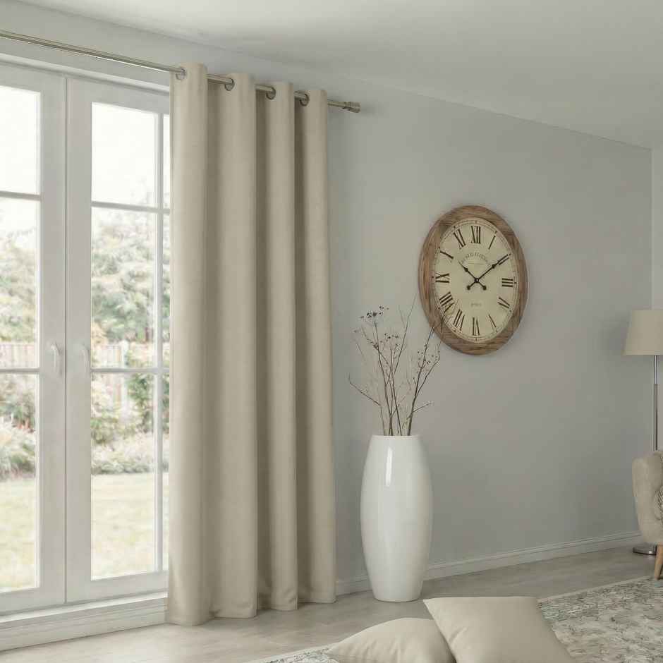 Home Sizzler Insulated Sheild Blackout Grommet Polyester Curtain 7 Feet Cream