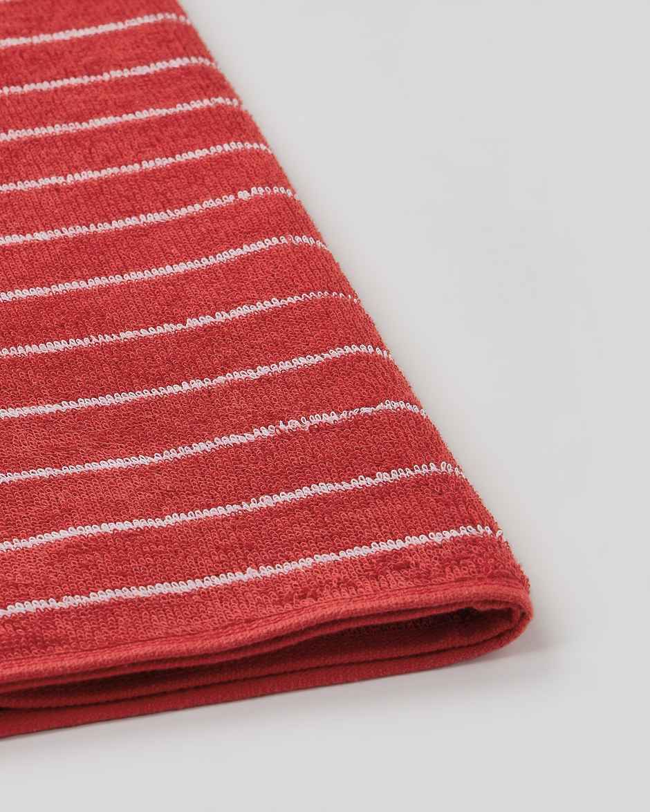 Himeya Pin Stripe 350 GSM Cotton Bath Towel | Fire Red