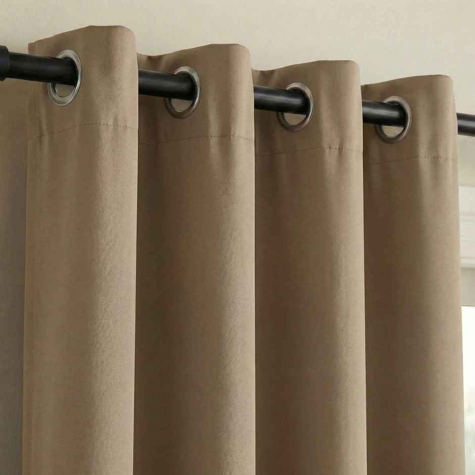 Home Sizzler Insulated Sheild Blackout Grommet Polyester Curtain 7 Feet Beige