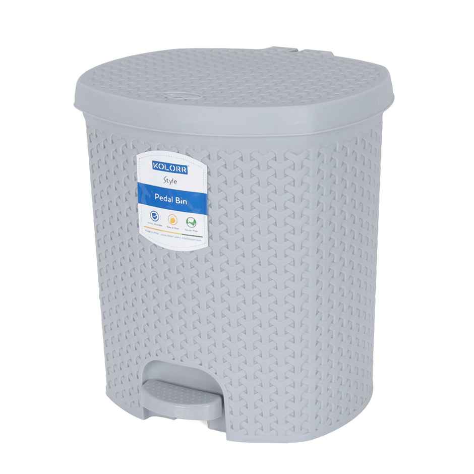 Kolorr Magnum Plastic Pedal Dustbin Medium Size Trash Can With Lid For Kitchen- 6 Liters (Grey)