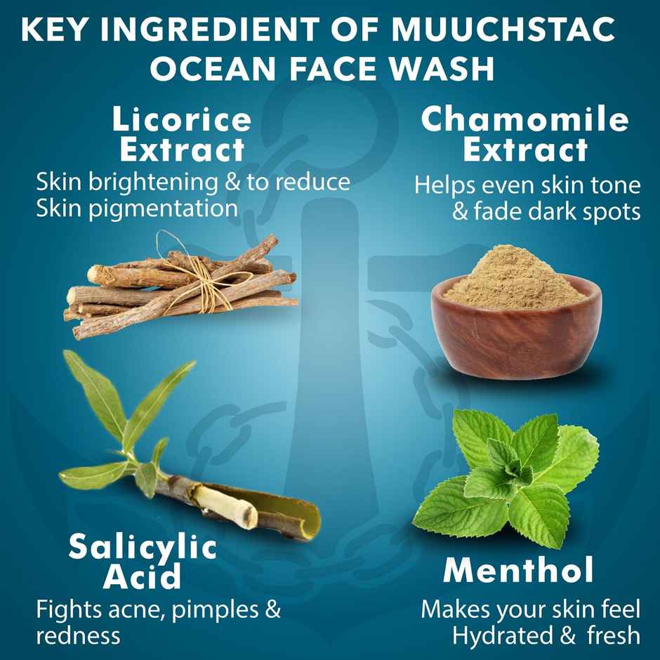 Muuchstac Ocean Face Wash for Men Fight Acne & Pimples, Brighten Skin, Oil Control