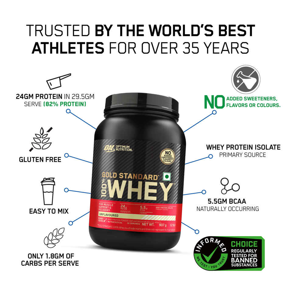 Optimum Nutrition Gold Standard Whey Protein Powder | Unflavored