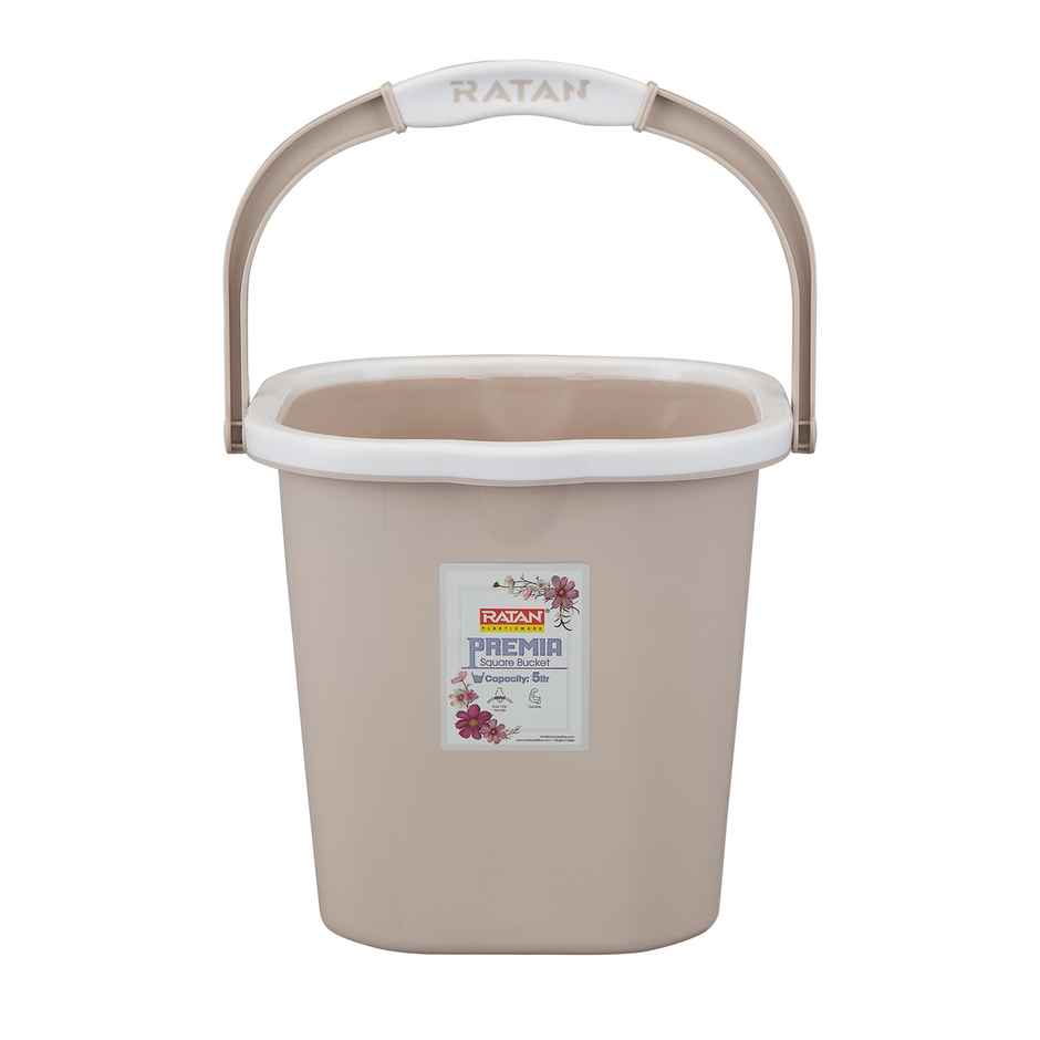 Ratan Plasticware Premia Bucket (5L X 1) - Desert Rose|Light Weight And Easy To Carry