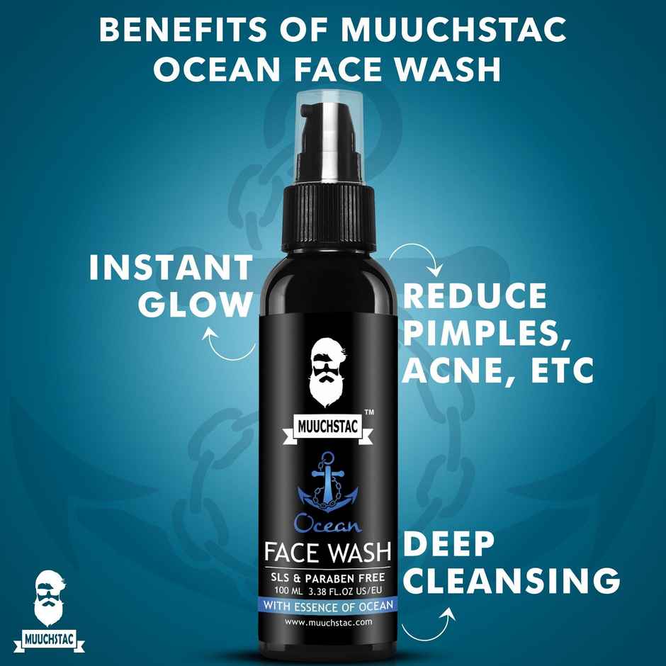 Muuchstac Ocean Face Wash for Men Fight Acne & Pimples, Brighten Skin, Oil Control