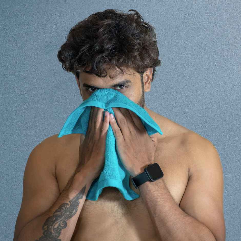 Heelium Bamboo Face Towel Super Soft | 30 x 30 cm- 600 Gsm | Aqua Blue, Frost Pink, Grey